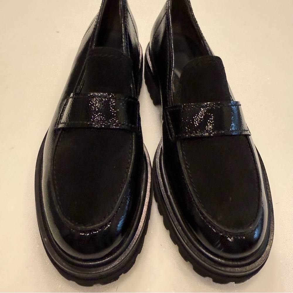 Paul Green Urban Lug Sole Loafer BLACK SHELBY LEATHER & Suede Chunky 7.5 NEW - Picture 10 of 11